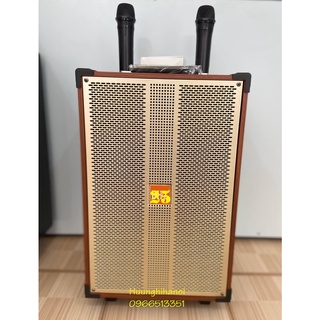 Loa kéo karaoke hay, thùng gỗ kèm 2 mic không dây, loa karaoke bluetooth  hát hay, bền, giá rẻ