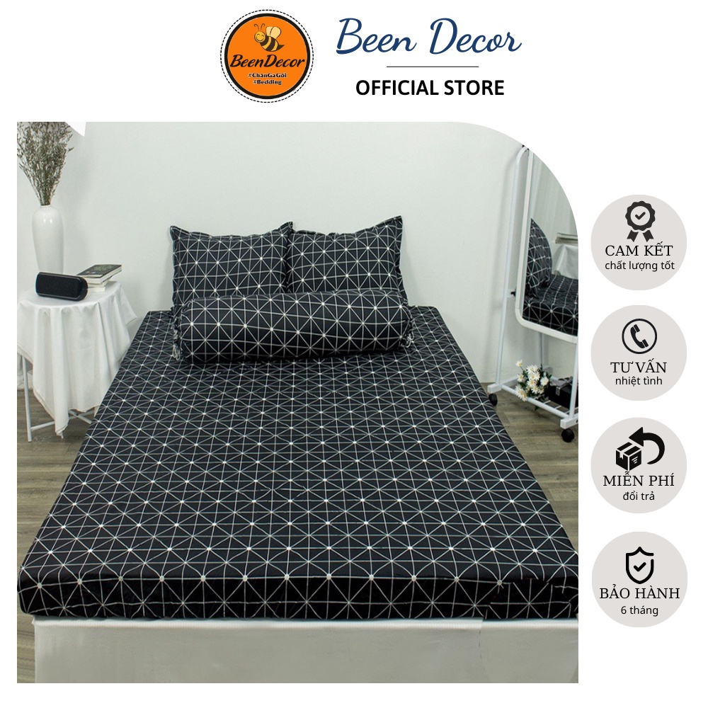 Bộ Ga Gối Poly Ga trải giường | Bộ Drap giường Kẻ Đen Bàn Cờ  - Beendecor