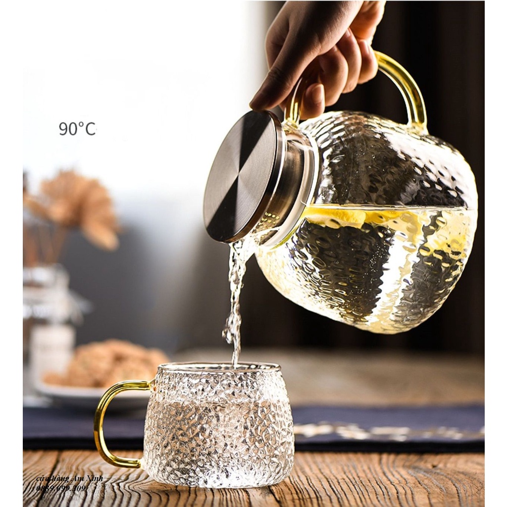 Bình thủy tinh pha trà hoa, Bình Detox - Bình đựng nước dung tích 1300-1800 ml