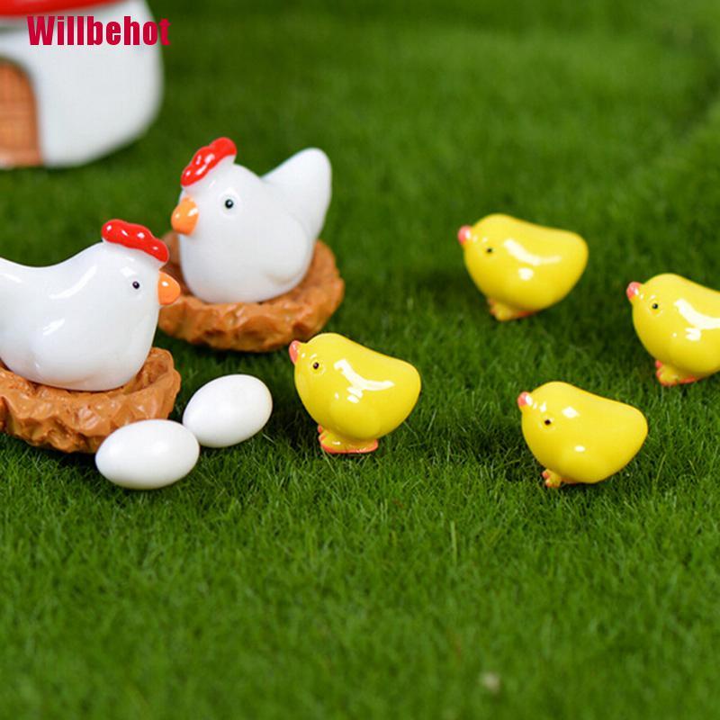 Mô Hình Chú Gà Mini Bằng Nhựa Resin Dùng Trang Trí Sân Vườn