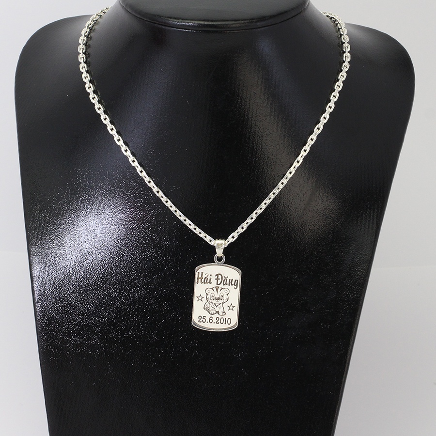 Dây chuyền bạc cho bé trai khắc tên hình con hổ DCT0088 Trang Sức TNJ