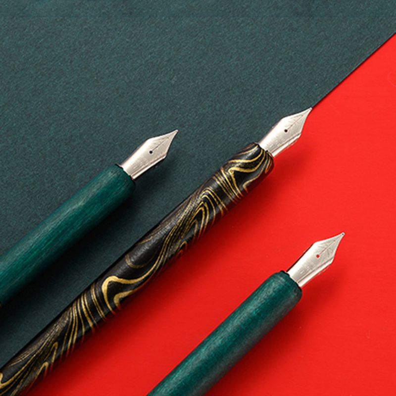 Seng Giá Đỡ Bút Thư Pháp / Vẽ Tranh Nghệ Thuật Bằng Gỗ Manga Vân Cẩm Thạch Kèm 6 Ngòi Thay Thế