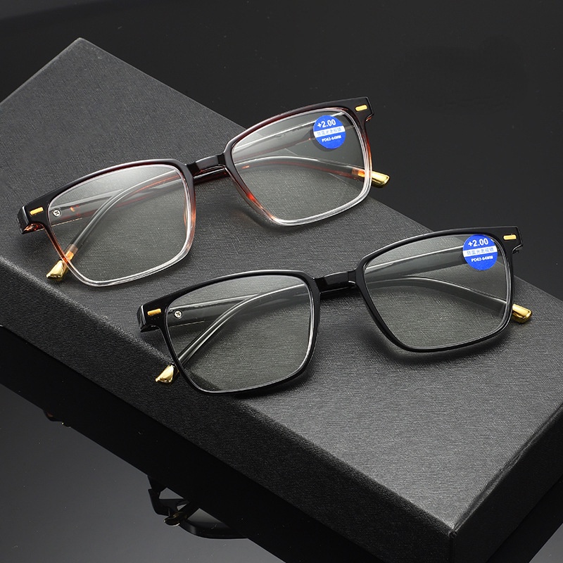 Kính Đọc Sách Chống Ánh Sáng Xanh Bằng Nhựa resin Phong Cách retro Mới Dành Cho Đàn Ông Trung Niên Và Người Lớn Tuổi (+ 100 ~ + 400)