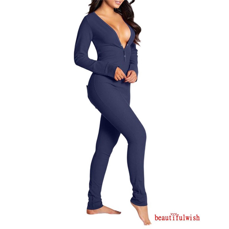✥Fd❀Bộ Đồ Ngủ Liền Thân Tay Dài Màu Trơn Dành Cho Nữ | BigBuy360 - bigbuy360.vn