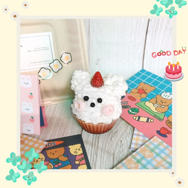 Nến Thơm Handmade Cao Cấp Decor Trang Trí Phòng Làm Quà Tặng Hình Cupcake Gấu Cute | Oube Candle NT71