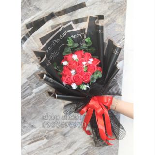 Bó hoa sáp thơm đỏ tươi 15 bông siêu to