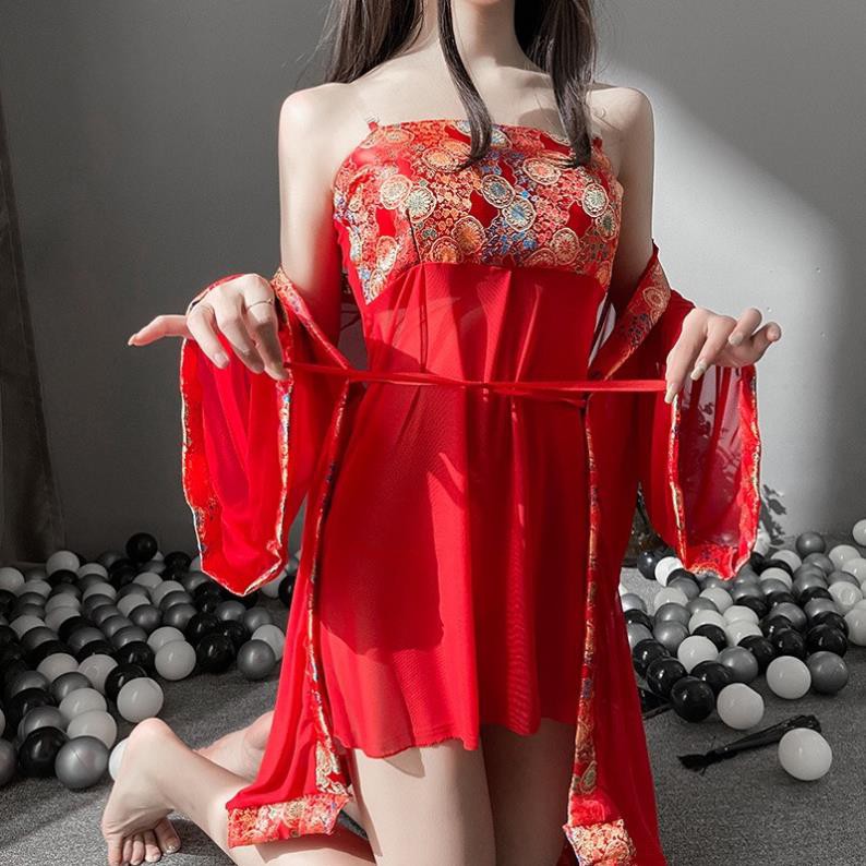 Bộ đồ cosplay mỹ nữ Trung Hoa gợi cảm với váy ngực + áo choàng xuyên thấu 608
