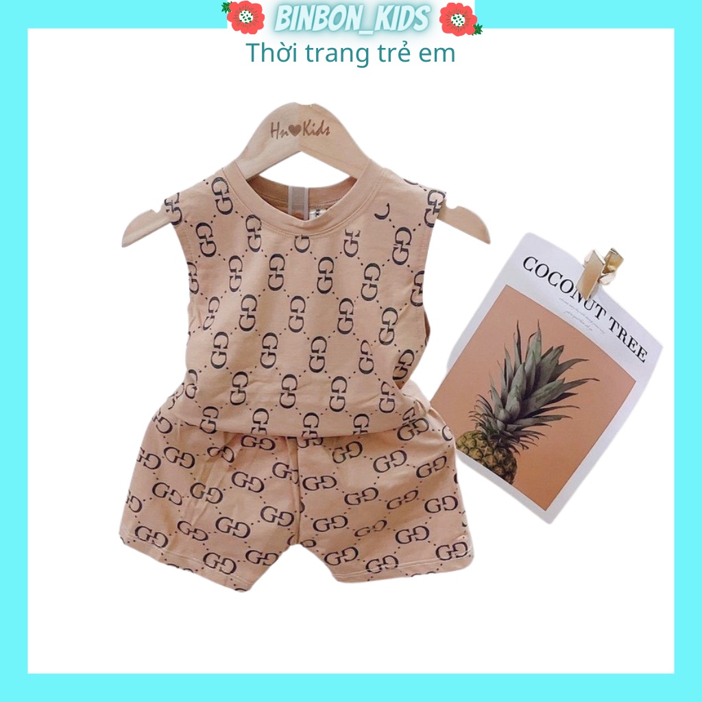 Quần áo ba lỗ cho bé.Bộ hè sát nách Guchi Cho Bé Trai Bé Gái Chát Cotton Cao Cấp GC004 BINBON KIDS