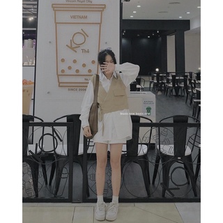 Set áo sơ mi kèm gile buộc chéo Bazic one