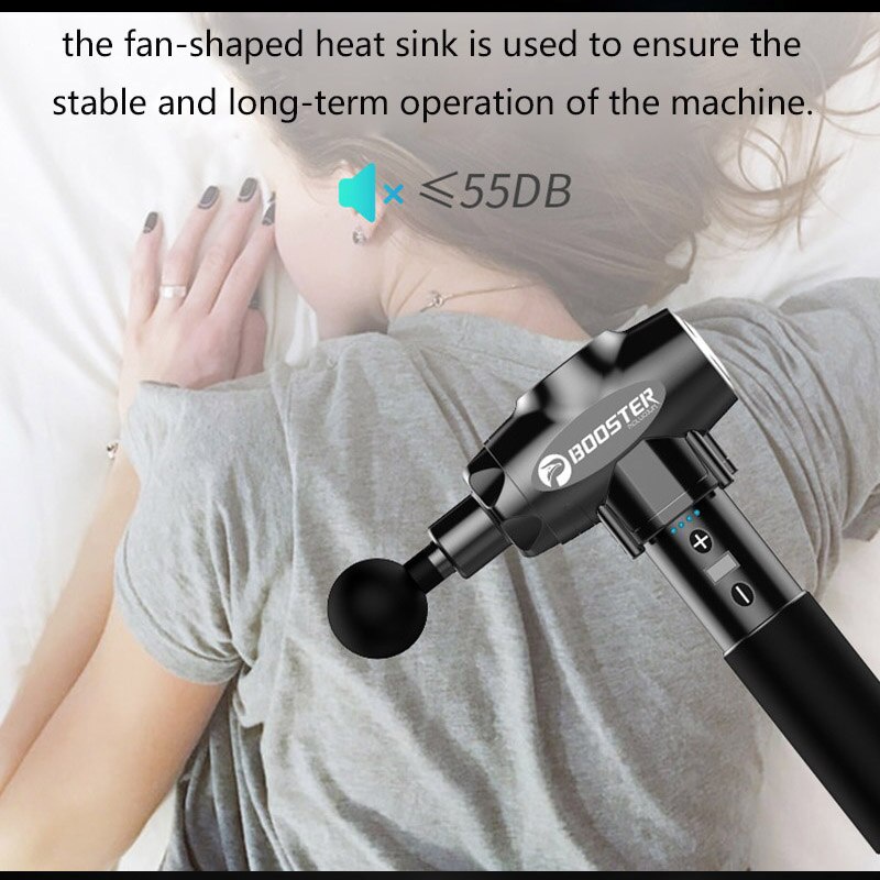 Súng massage BOOSTER E, Súng massage gun thư giãn cơ bắp  6 Đầu Massage - 9 mức độ - 135W