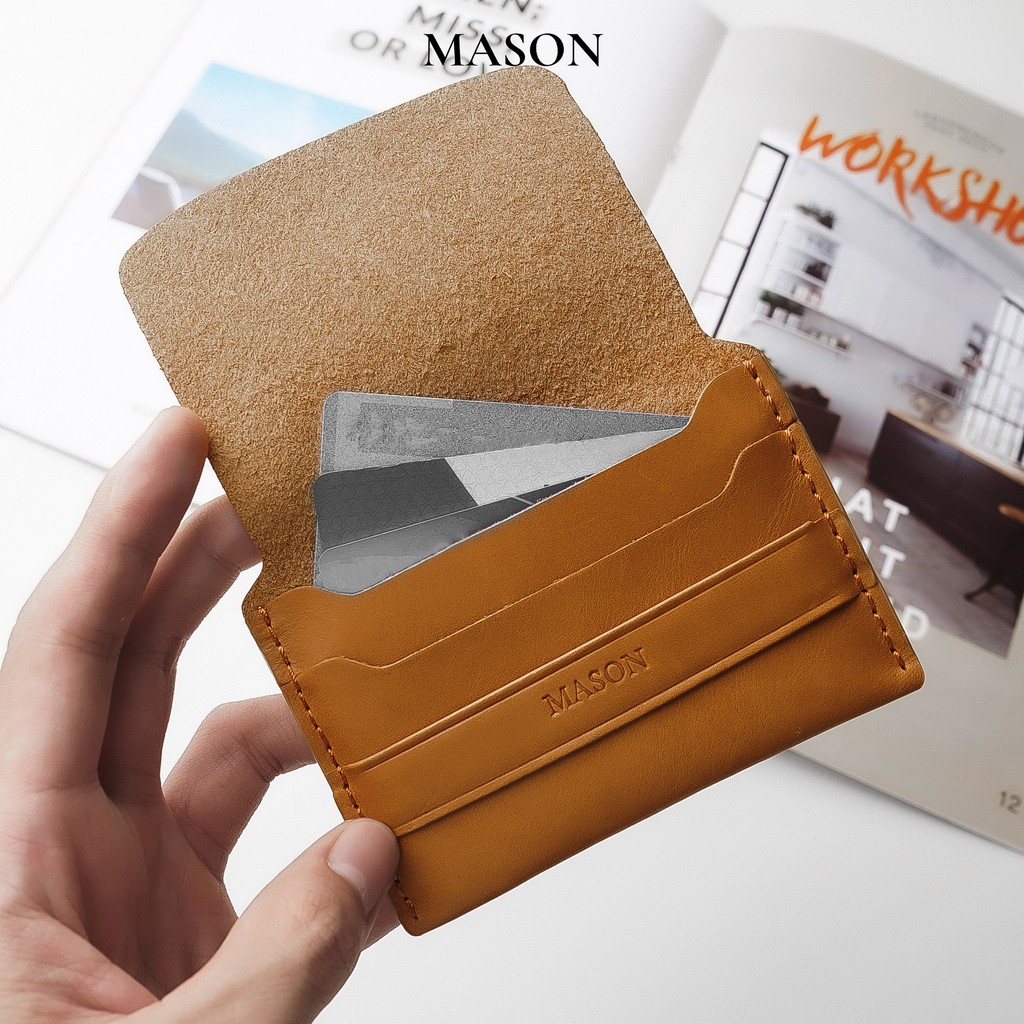 Ví đựng card mini nam nữ unisex nhỏ gọn cầm tay HANDCRAFT handmade thủ công da nhập khẩu cao cấp thương hiệu MASON - M05