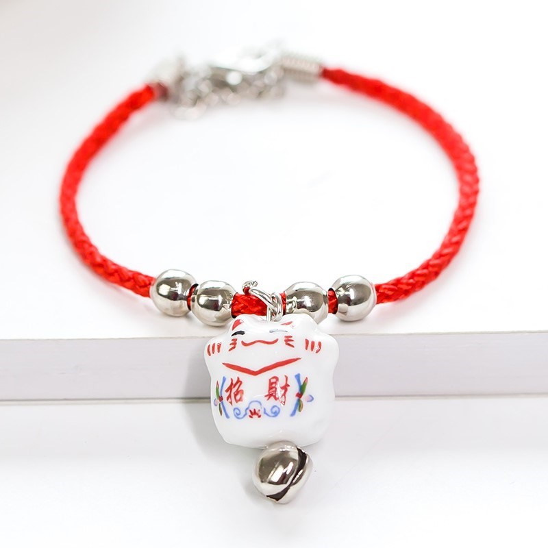 Vòng tay mèo gốm sứ maneki neko nhật bản may mắn