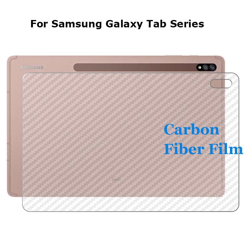 For Samsung Galaxy Tab S7 Plus Lite SE A7 T970 T730 3D Transparent Carbon Fiber Rear Back Skin Film Stiker Screen Protector (Not Tempered Glass)