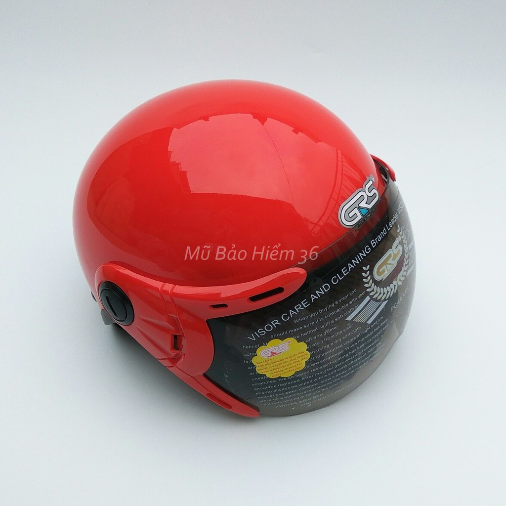Mũ bảo hiểm nửa đầu có kính grs a33K chính hãng (màu Đỏ bóng)