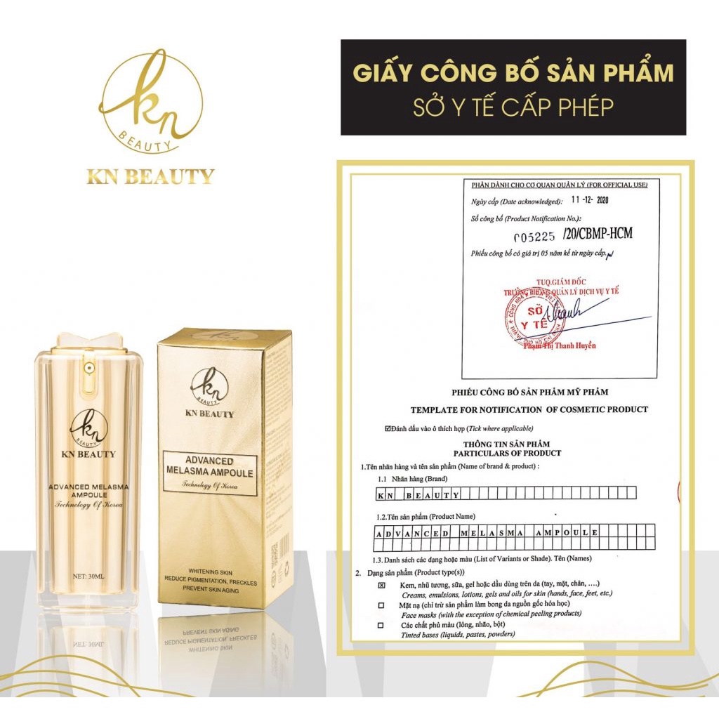 Tinh chất dưỡng da KN Beauty - Advanced Melasma Ampoule 30ml tặng gel rửa tay Lamcosme