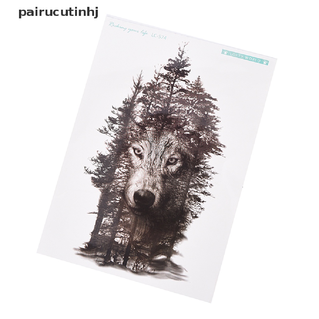 Hình Xăm Dán Tạm Thời Chống Nước Hình Sói Xám Rừng Lớn DIY