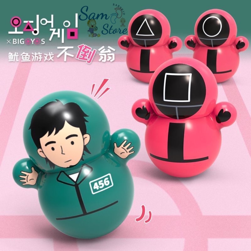 Đồ chơi lật đật mini nhiều phiên bản Squid Game hot, Doremon, Pikachu, Noel