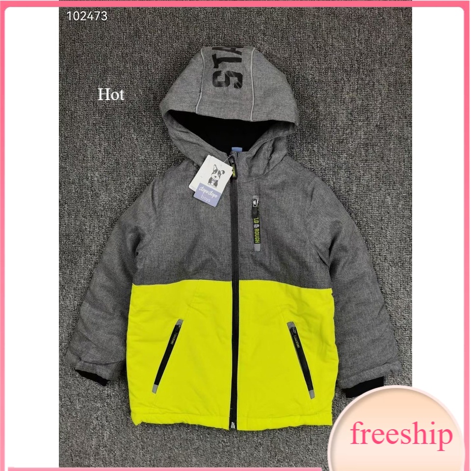 Áo khoác lót nỉ bé trai phối màu, Áo Parka cho bé 2-8 tuổi hàng xuất khẩu xịn sò