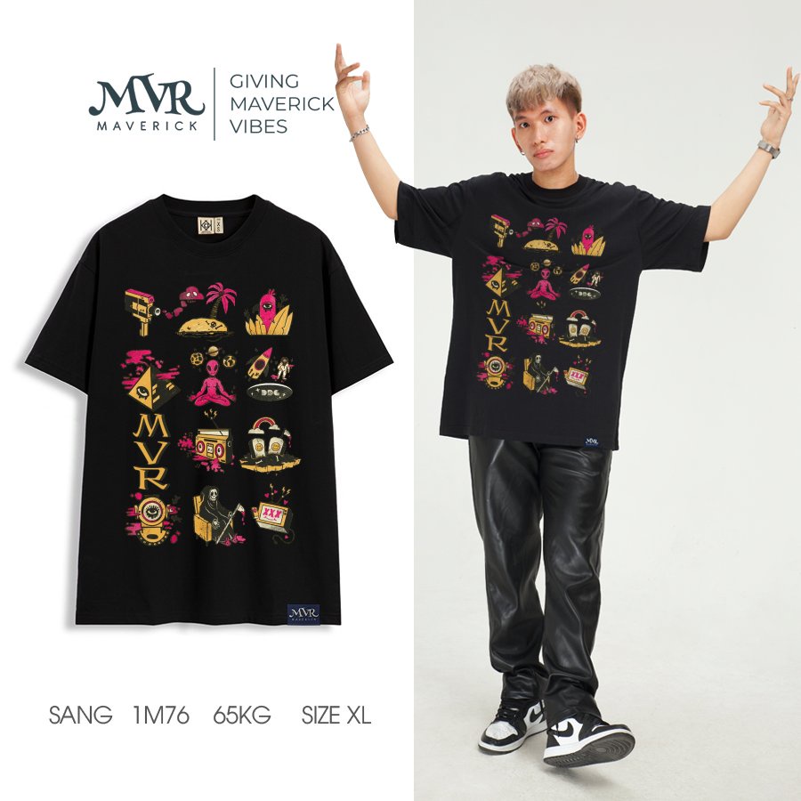 Áo thun nam nữ biểu tượng người ngoài hành tinh MVR size rộng tee Mỹ BB4092
