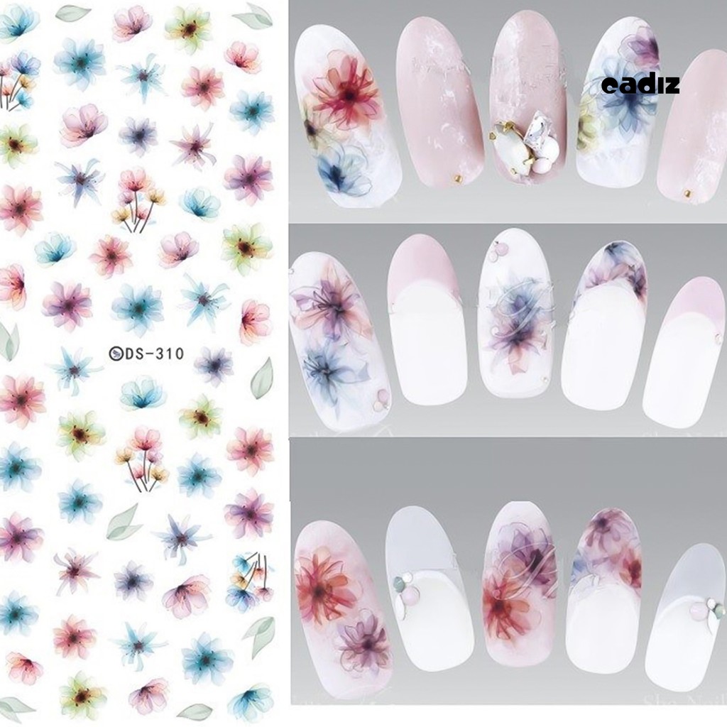 [Hàng mới về] Tấm Hình Dán Trang Trí Móng Tay Họa Tiết Hoa Đa Dạng