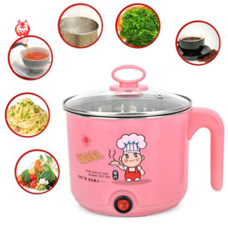 Nồi lẩu điện, Ca Nấu Mì, Nấu Lẩu Mini Đa Năng 2 Tầng Siêu Tốc 18cm,Tặng Kèm Khay Hấp