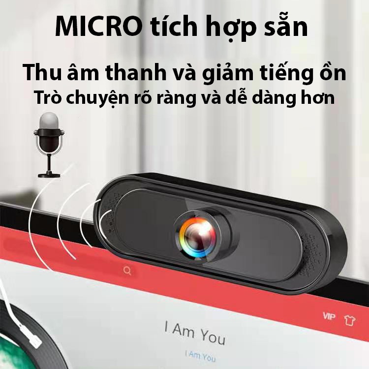 Webcam máy tính có mic FULL HD, FULL BOX siêu nét dùng cho PC Laptop
