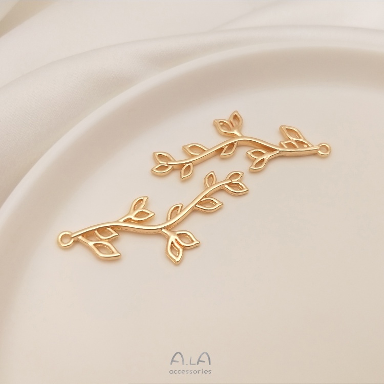 Mặt Dây Chuyền / Kẹp Tóc Hình Lá Bằng Đồng Mạ Vàng 14K Nhiều Màu Sắc diy