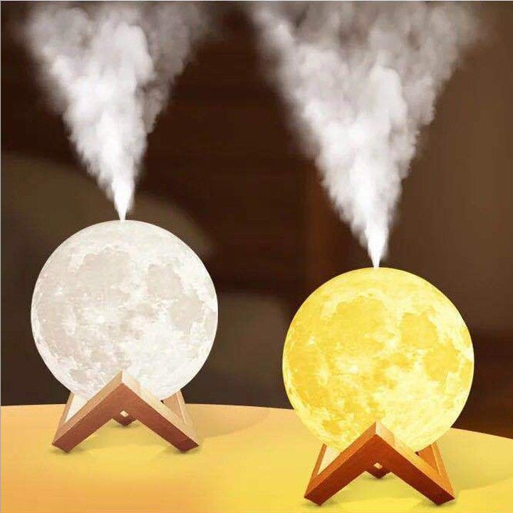 Đèn Xông Tinh Dầu Mặt Trăng Đổi Màu Thay Thế Đèn Ngủ Cho Phòng Khách Và Trên Xe HơI