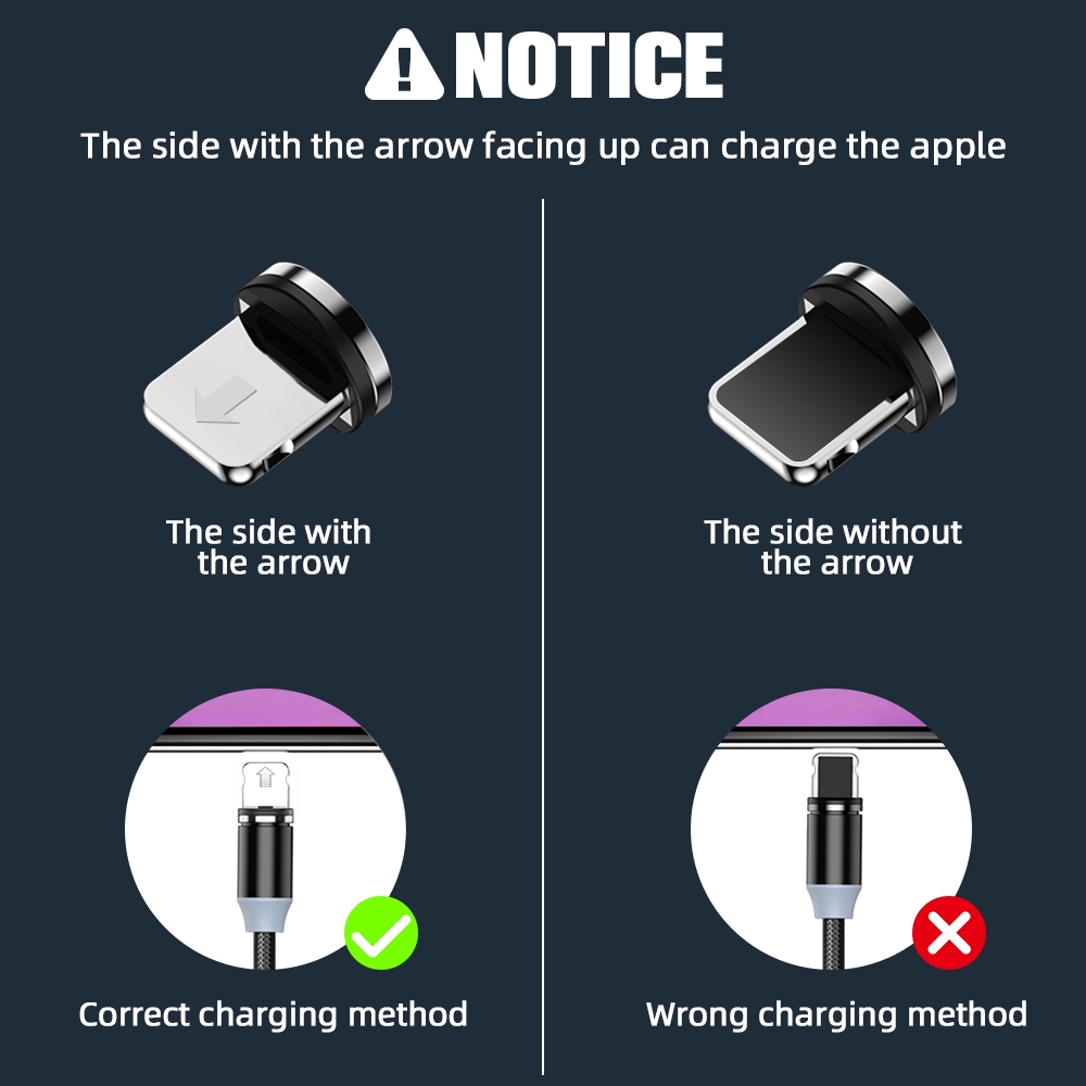 Cáp sạc Ankndo có đèn LED và đầu sạc Micro USB/Type-C/Lightning cho iPhone Xiaomi Samsung dài 1m