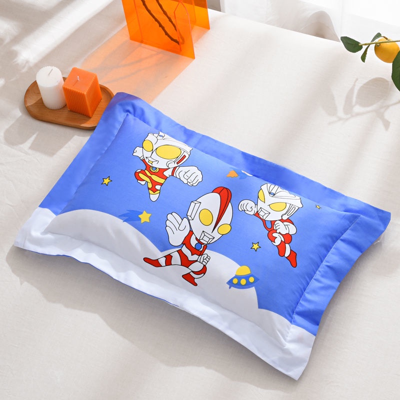 Bộ Gối + Vỏ Gối 100% Cotton In Họa Tiết Ultraman Peppa Dễ Thương Cho Bé