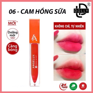 Son dolly angelux 06 - cam hồng sữa, set son kem lì lâu trôi bền màu mềm môi chống thấm 24h