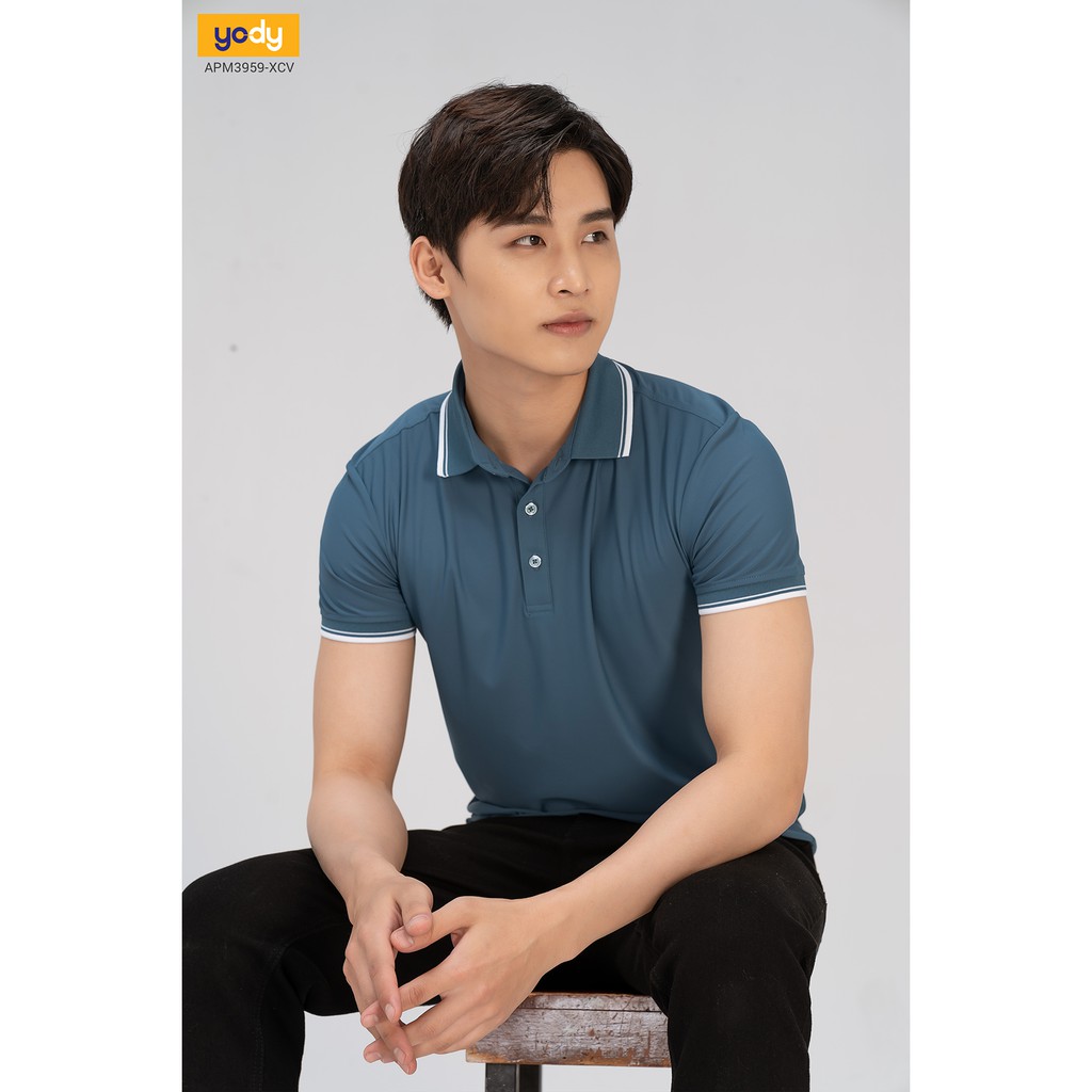 Áo Thun Nam Có Cổ Áo Phông Polo Nam airy cool bo kẻ YODY APM3959 | BigBuy360 - bigbuy360.vn