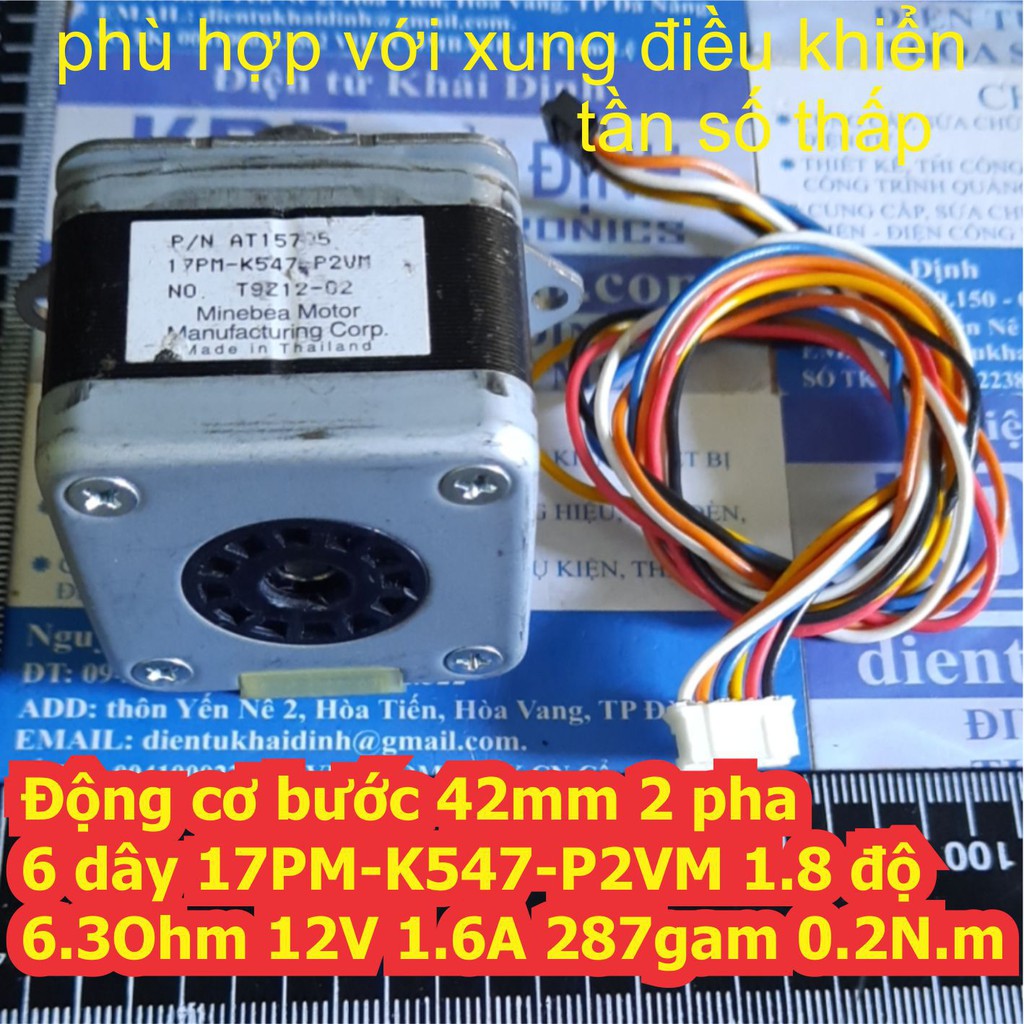 Động cơ bước 42mm 17PM-K547-P2VM 2 pha 6 dây 1.8 độ 6.3Ohm 12V 1.6A 287gam 0.2N.m kde6739