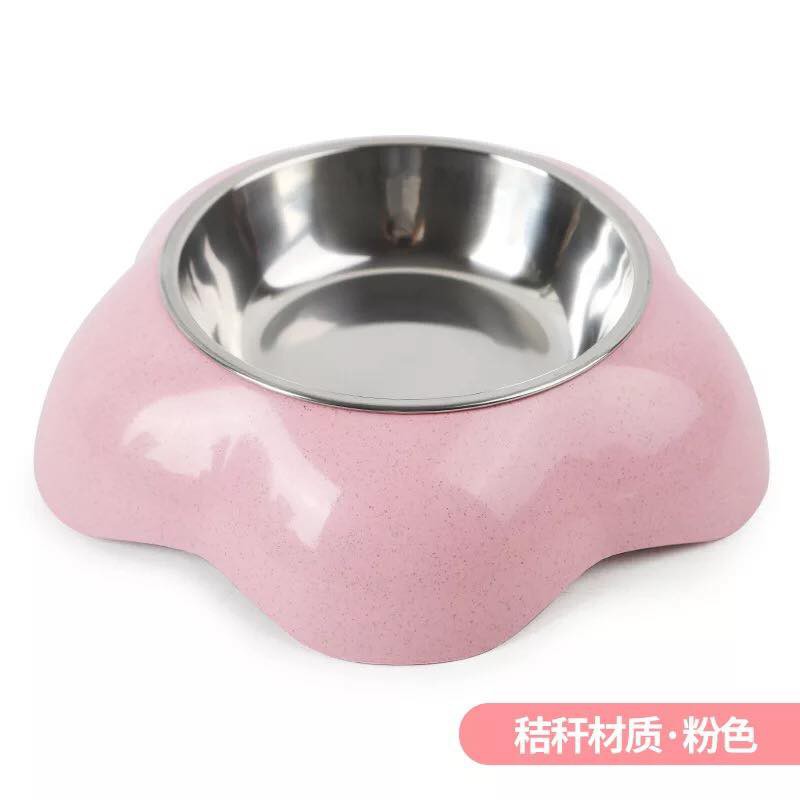 Bát ăn hoa nhựa lòng inox cao cấp cho thú cưng chó mèo
