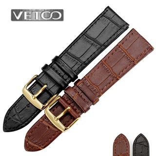 Dây Da đồng hồ Vetoo siêu mỏng khóa Vàng/Vàng hồng