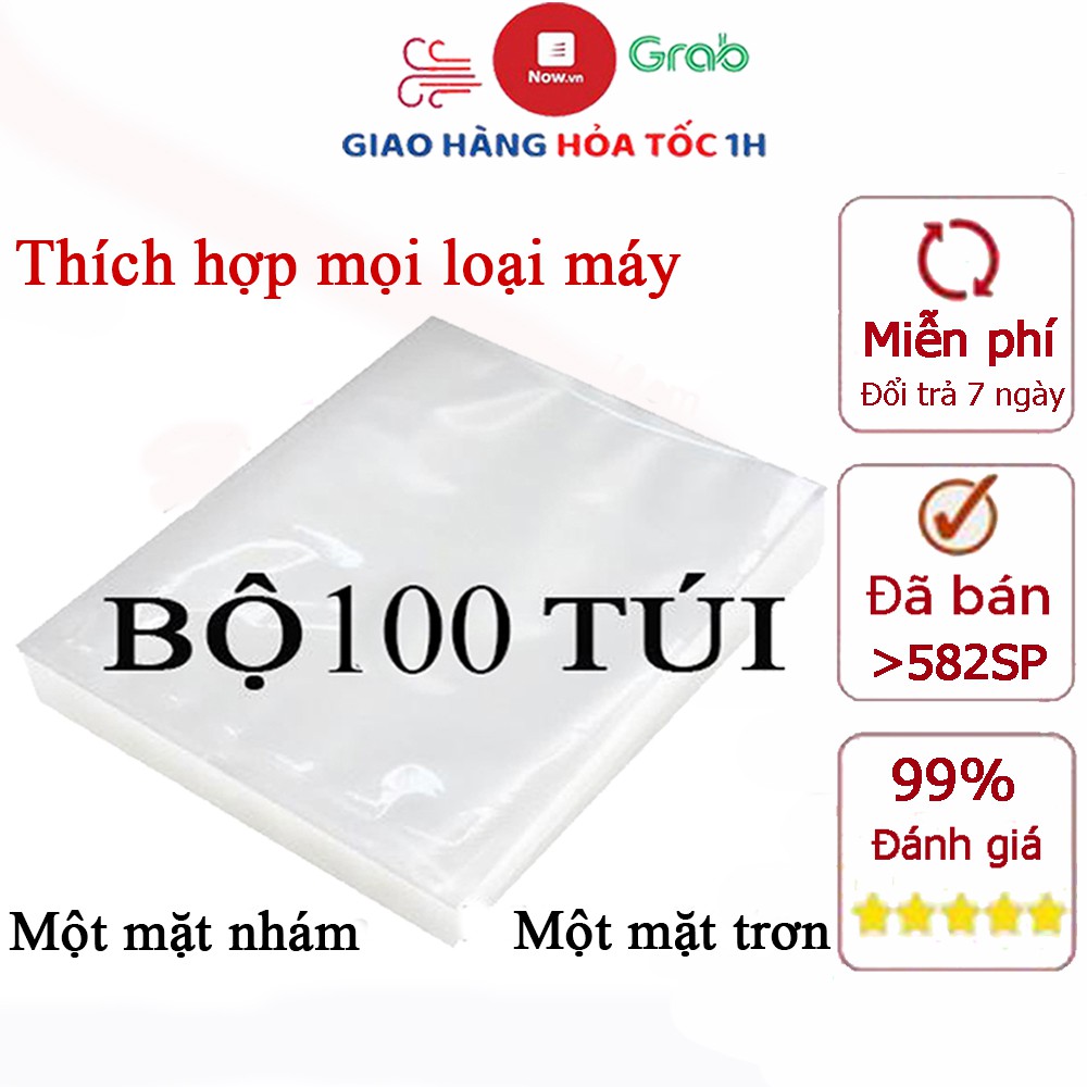 Túi hút chân không  thực phẩm một mặt nhám, mặt sần dùng cho tất cả các máy hút chân không [100 túi]