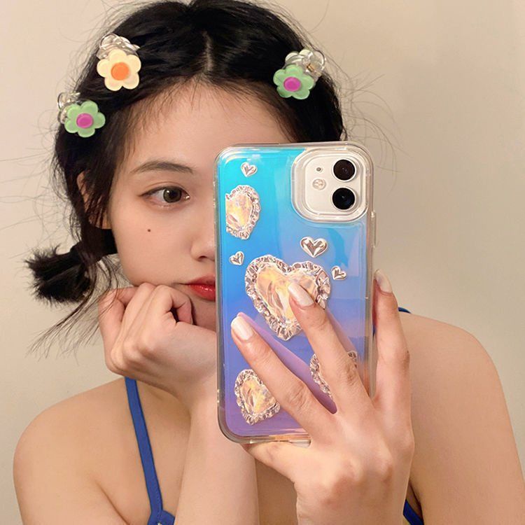 Kẹp Tóc Một Bên Hình Hoa Nhỏ Dễ Thương Màu Tương Phản Cho Nữ