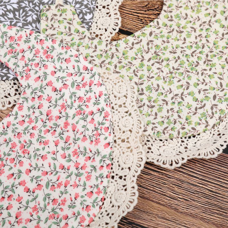 Yếm Ăn Cotton Hai Mặt In Họa Tiết Hoa Phong Cách Vintage Cho Bé Sơ Sinh