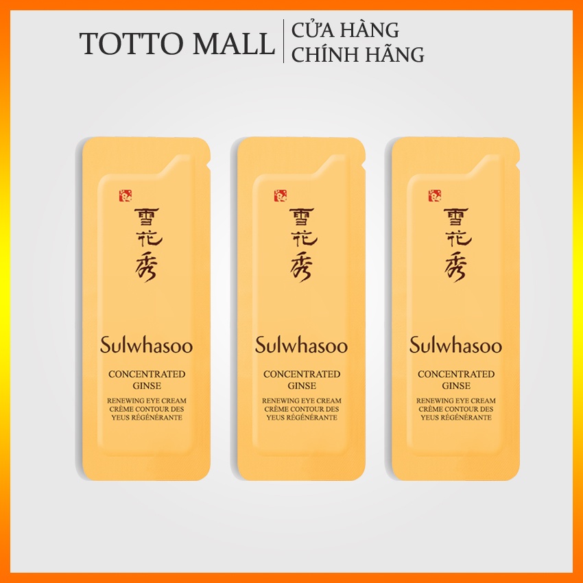 [6-12 gói] Kem mắt nhân sâm Sulwhasoo Concentrated Ginseng Renewing Eye Cream Ex 1ml - Kem mắt Sulwhasoo; Kem Sulwhasoo