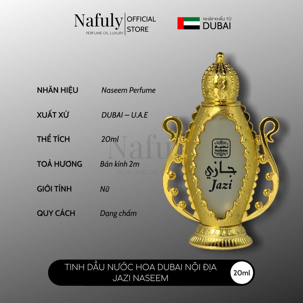 Tinh Dầu Nước Hoa Dubai Queen Jazi Naseem Nội Địa Chính Hãng Cao Cấp Cho Nam Nữ Mùi Hương Thơm Bán Chạy Nhất TPHCM 20ml