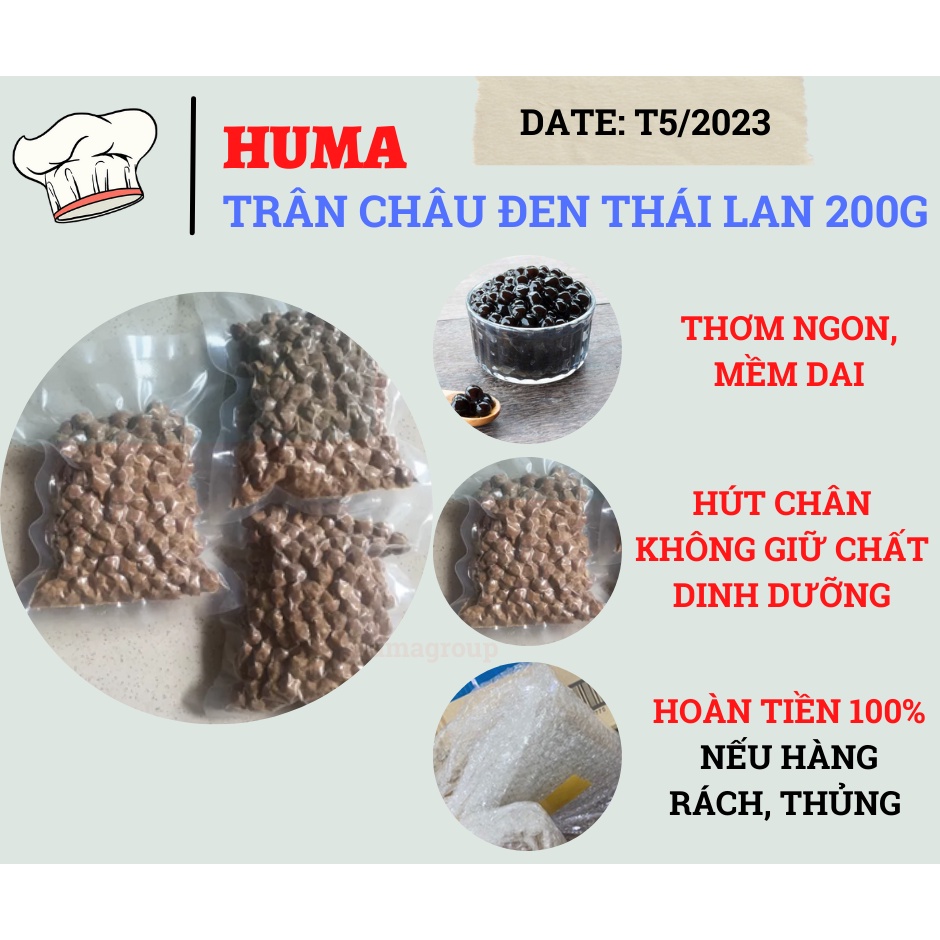 Trân Châu Đường Đen Thái Lan Gói Nhỏ 200g - Nguyên Liệu Làm Sữa Chua, Trà Sữa Trân Châu Nhập Khẩu