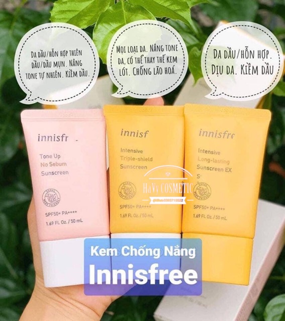 Kem Chống nắng Innisfree mẫu mới nhất 2020