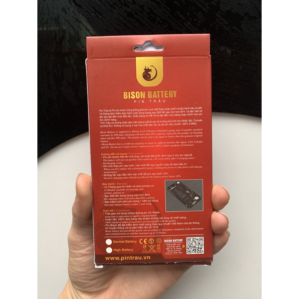 Pin Bison XS dung lượng cao 3080mah, BH 12 tháng