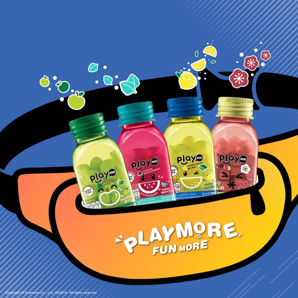 Kẹo Play ngậm Thái Lan đủ vị - dạng chai nhựa 22gram siêu cute (có vị đào xoài dưa gang chanh muối m