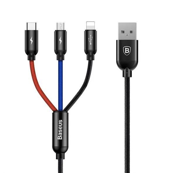 Cáp sạc đa năng siêu tốc 3 trong 1 Baseus dài 1,2 mét - chính hãng