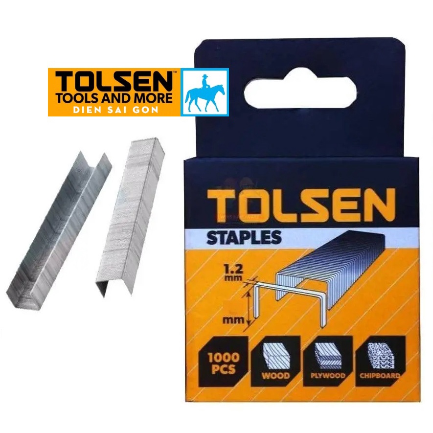 Hộp 1000 đinh ghim chữ U bấm gỗ nhựa bằng thép cứng 1.2mm cao 12mm TOLSEN 43030