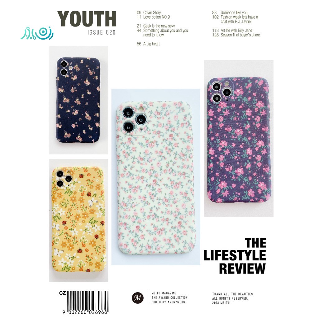 Ốp điện thoại TPU mềm họa tiết hoa lá cho iPhone SE 2 2020 11 Pro Max XR XS Max 7 8 P