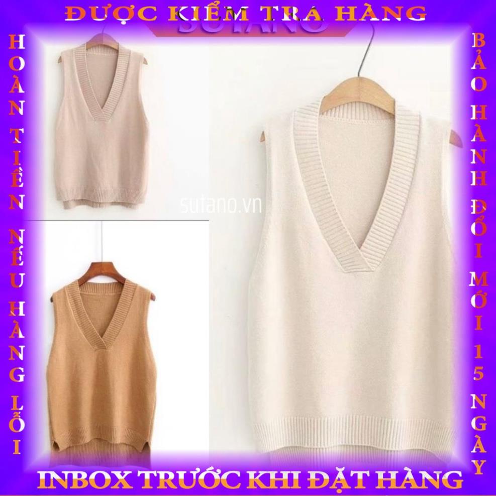 Áo gile nữ len mỏng cổ tim xẻ tà A457 SUTANO chất đẹp hàng Quảng Châu thời trang thu đông 2021 hoangle