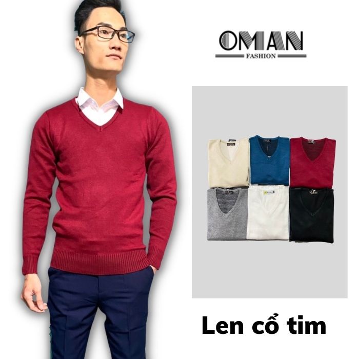 Áo len nam cổ tim dáng slimfit ôm - Sợi Cotton mềm - Phối sơ mi cực đẹp - OMAN