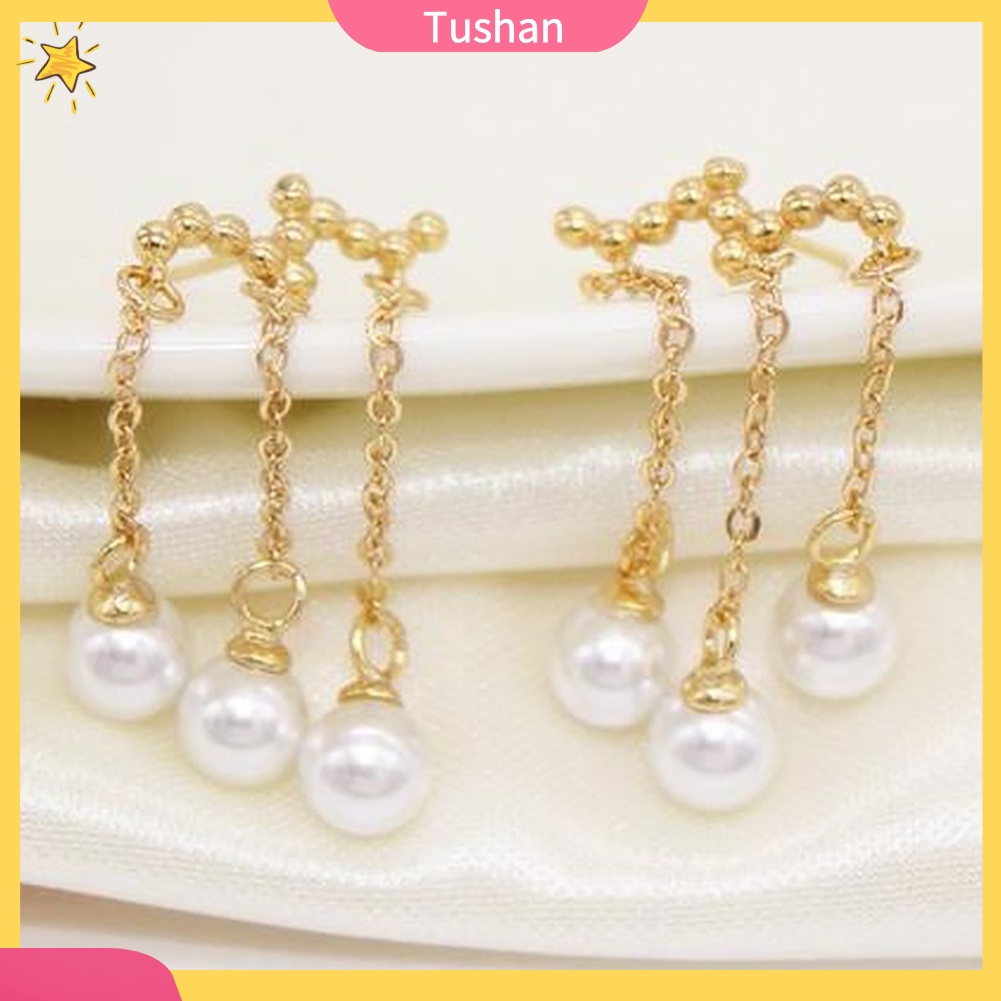 Bông tai tua rua đính ngọc trai giả sang trọng